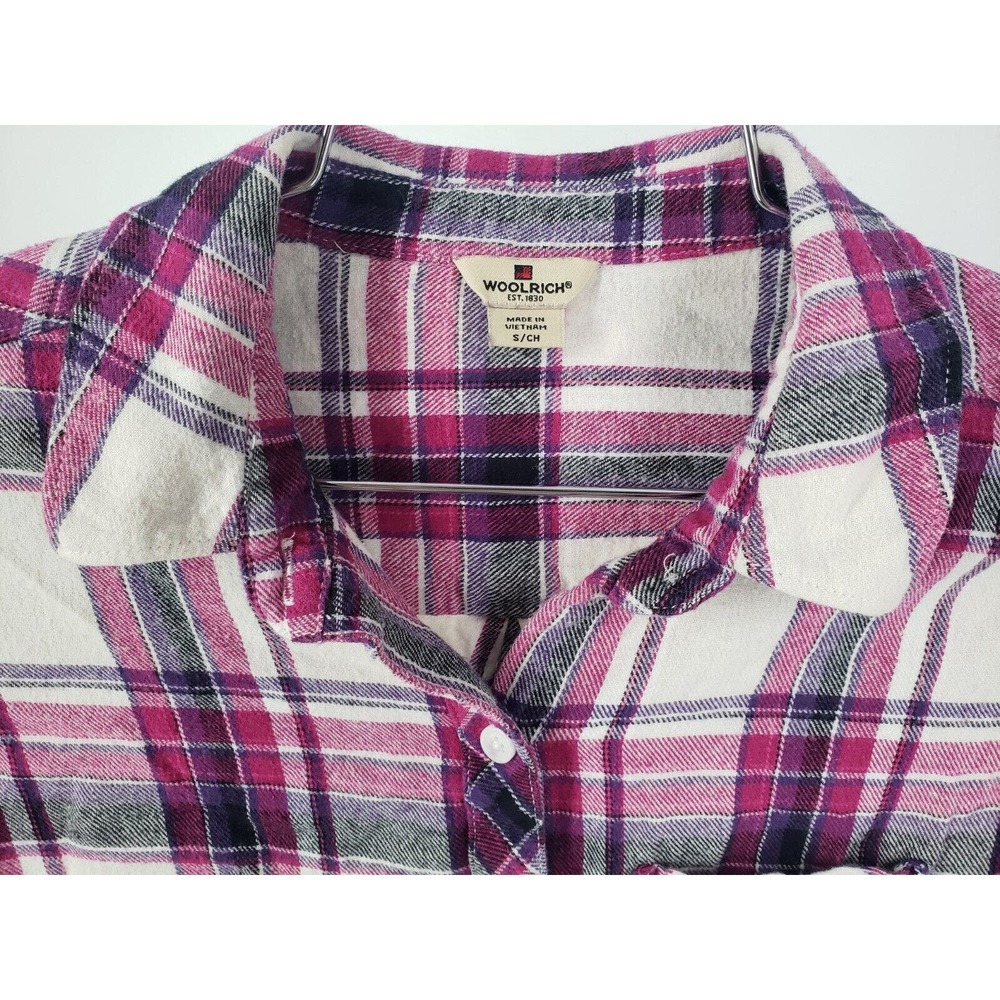 Vintage Woolrich Purple Pink Plaid Flannel Button Up‎ Womens Size Small